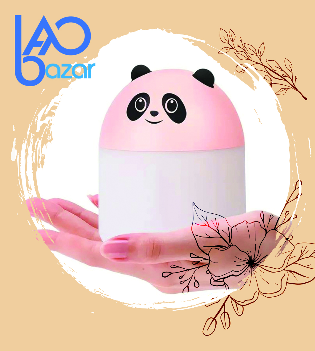 دستگاه بخور سرد مینی طرح پاندا humidifier چراغ دار 250ml